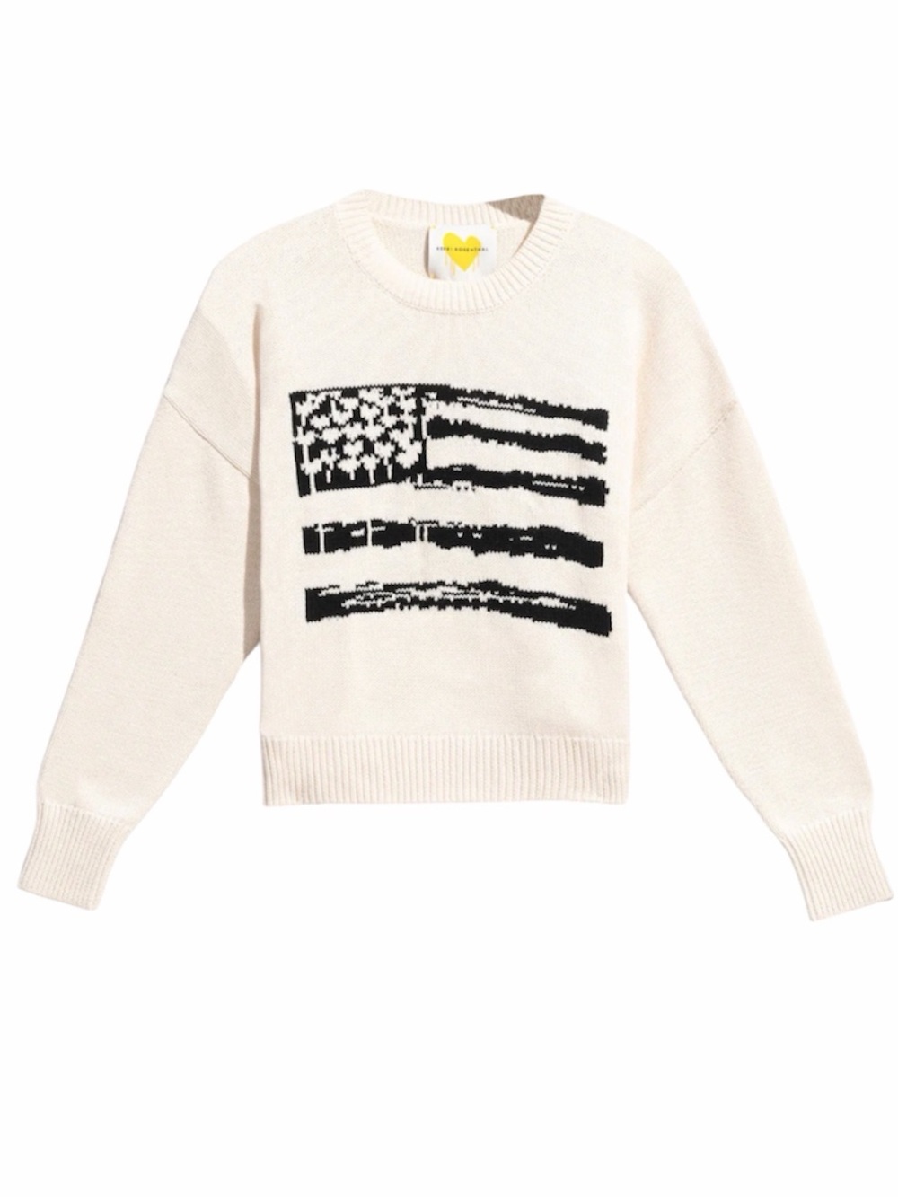 Kerri Rosenthal Flag Sweater Love Has No Color in Oatmilk Cotton Cashmere S